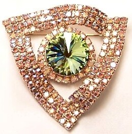 UNS13 champagne triangular rivoli brooch pin